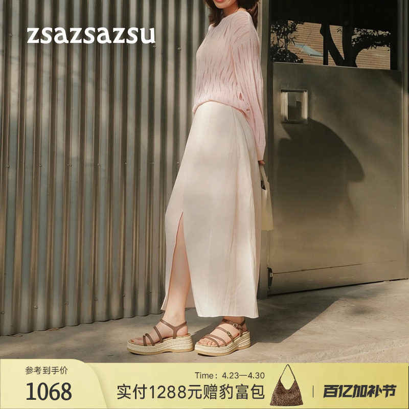 [和风海岛]莎莎苏2026春夏新款编织麻厚底坡跟罗马凉鞋女松弛度假