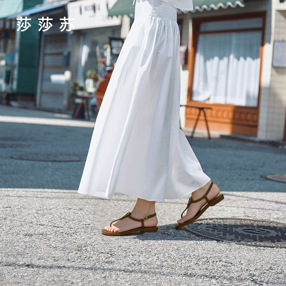 [葫芦]莎莎苏2025夏新款休闲舒适豆豆底一字带凉鞋百搭度假风女鞋,女鞋,休闲凉鞋,淘宝优惠券,粉丝福利购,淘宝优惠卷