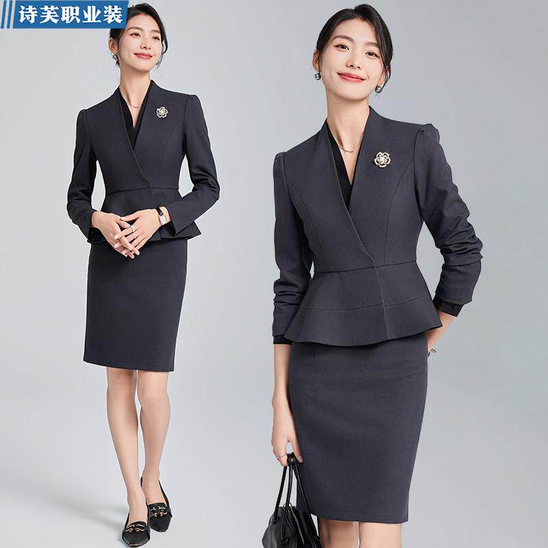 高端职业西装套装女秋冬OL气质女神范美容院工装珠宝店酒店工作服