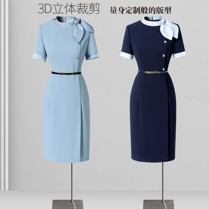 夏季职业连衣裙时尚气质女神范物业客服水吧前台工装售楼部工作服