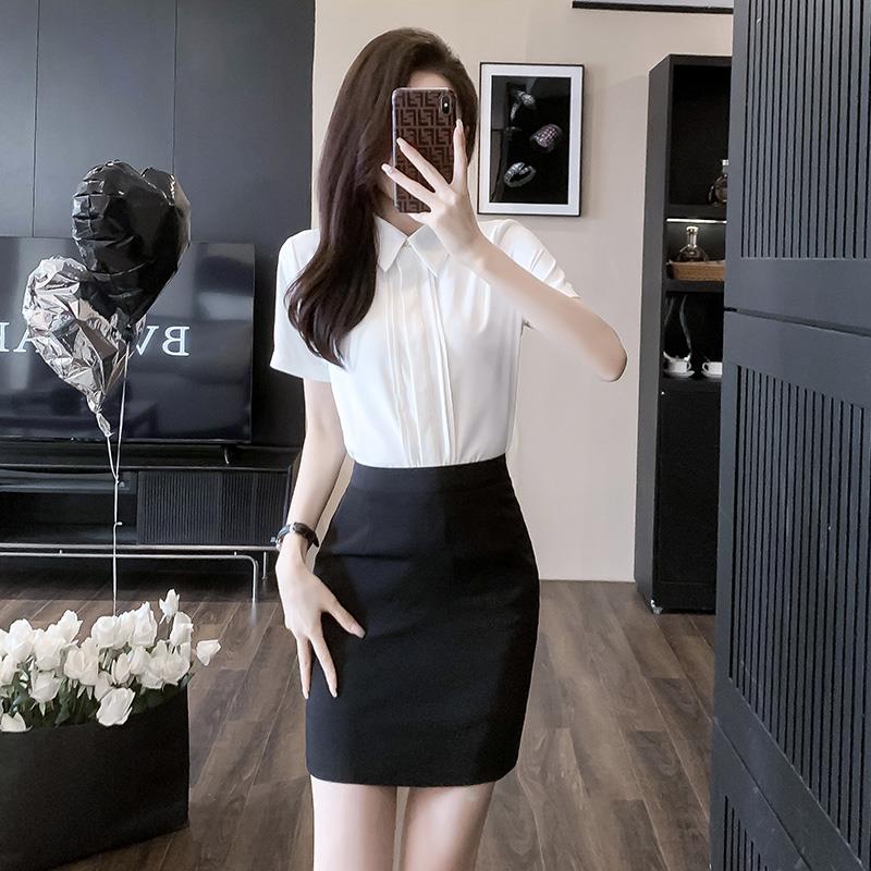 空姐制服职业套装高端衬衣包裙两件套衬衫女夏2025物业客服工作服