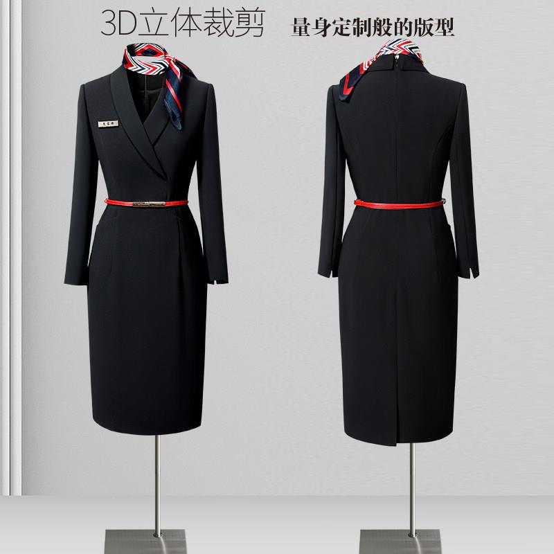 职业连衣裙女春秋气质空姐制服酒店前台工装售楼部案场客服工作服