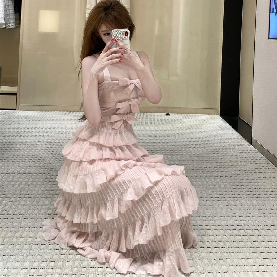 言可可 富家千金miu系穿搭蛋糕背心裙吊带连衣裙生日party小礼服