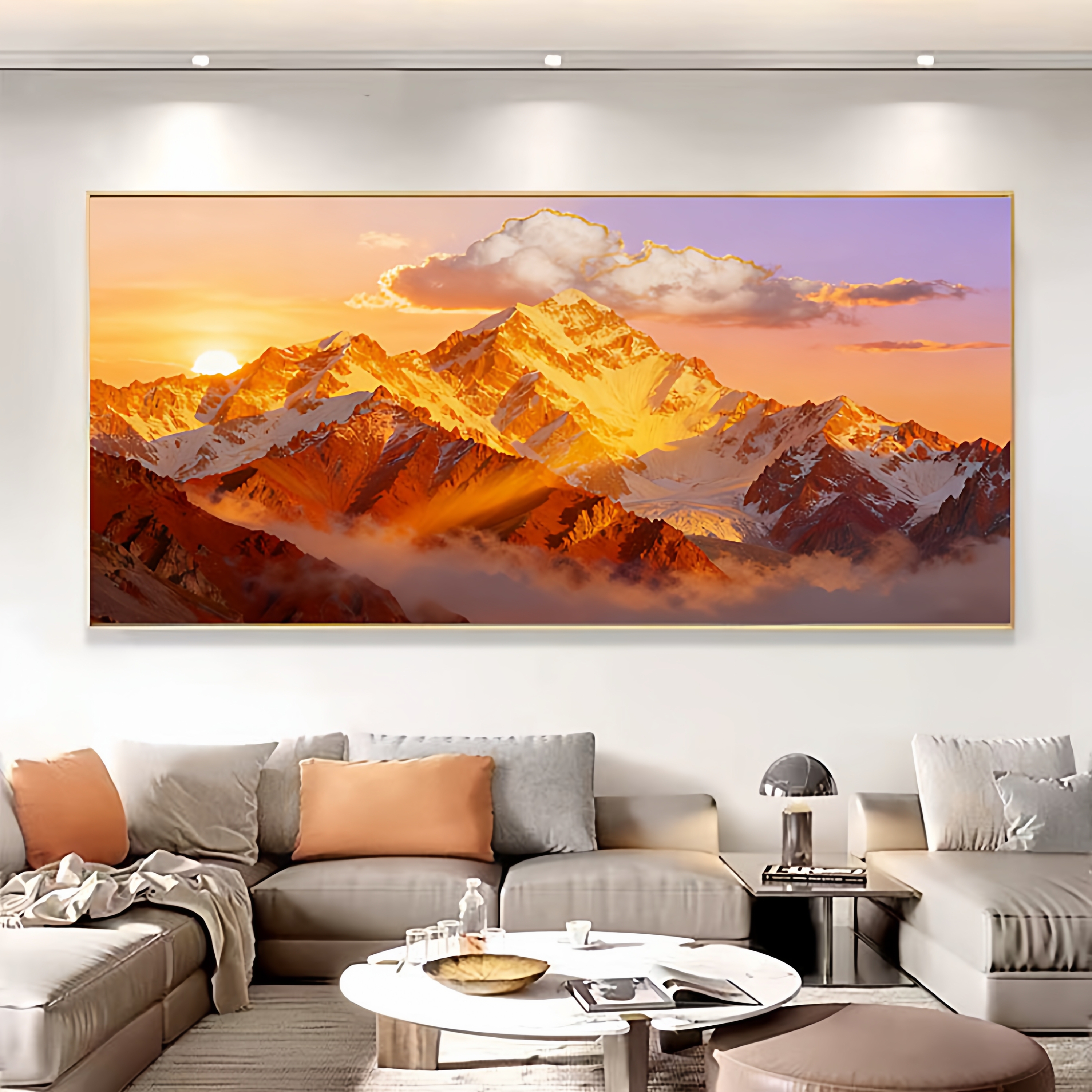 大芬村日照金山纯手绘油画