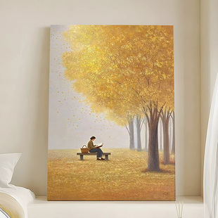 大芬村手绘油画满地黄金客厅装 饰画发财树壁画入户玄关肌理画挂画