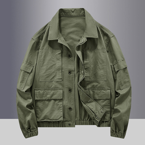 美式重磅男士夹克纯棉翻领大码飞行服MA1工装多袋户外春秋外套男