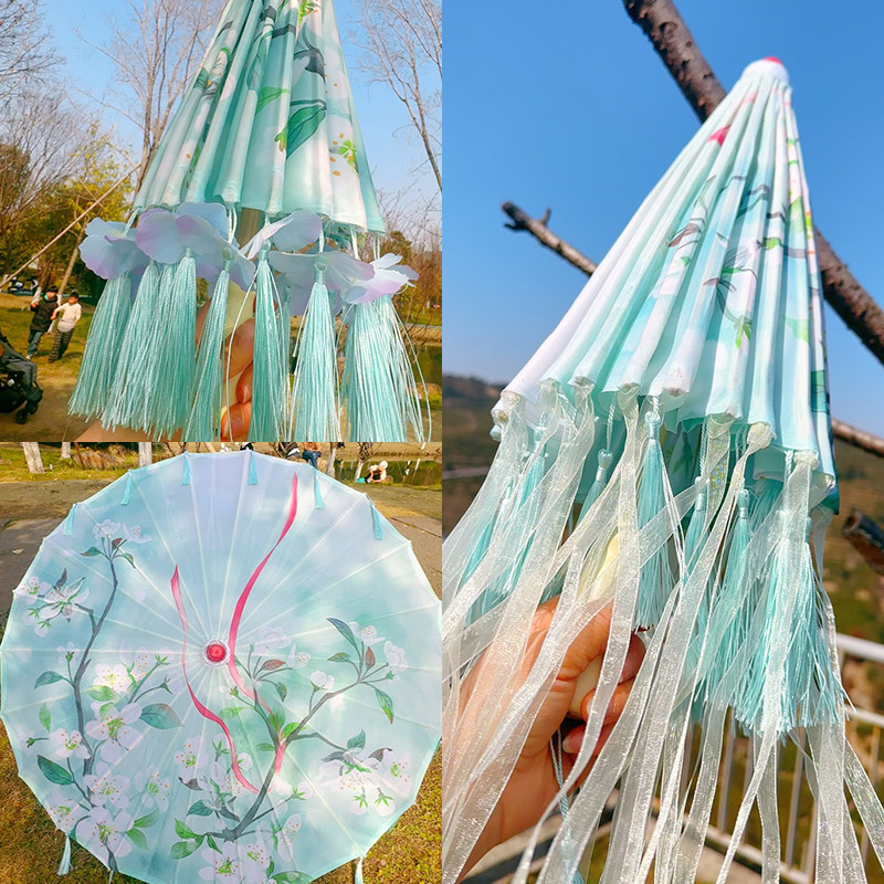 儿童流苏女童古装女童舞蹈伞古代风伞道具汉服伞油纸伞雨伞中国风