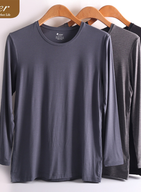 caser凯撒男超薄款秋衣圣桑羊绒蛋白纤维圆领保暖上衣AJ50-2001-G