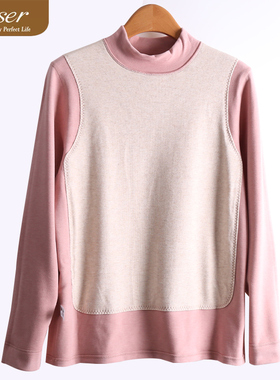 caser凯撒女加厚暖姜绒羊绒前后大贴片半高领保暖上衣BJ53-3135G