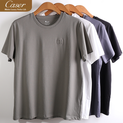 caser凯撒夏季男士超爽棉透气压标圆领上衣短袖T恤半袖AP02-6503