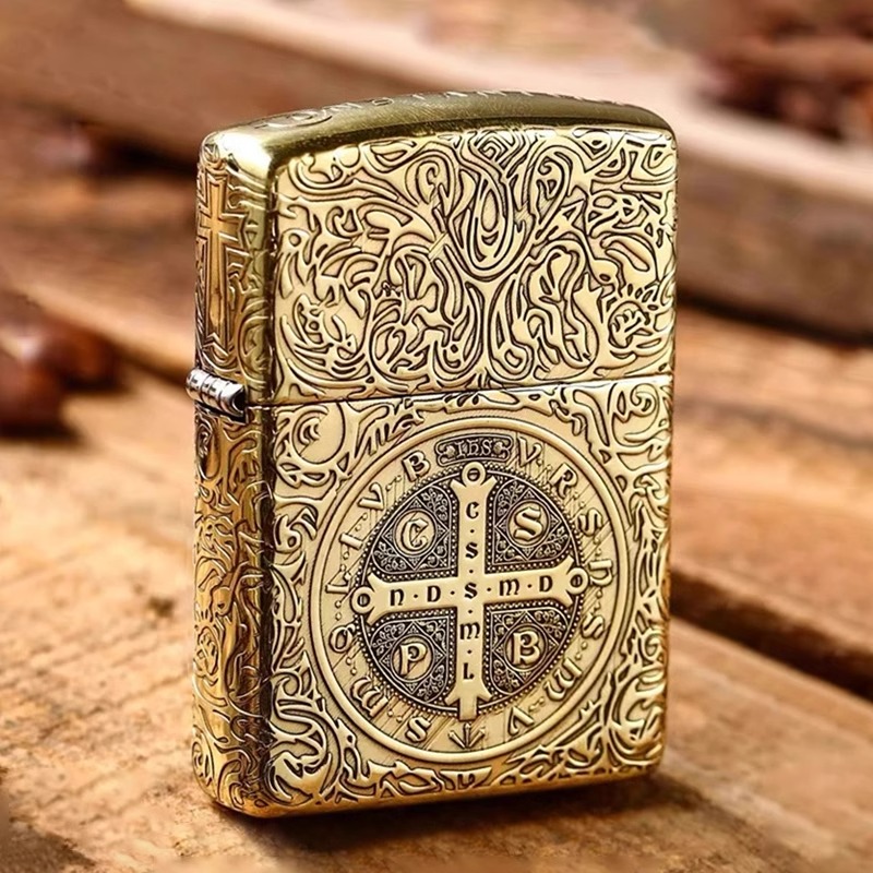 正版Zippo防风煤油打火机 康斯坦丁五面复古黄铜蚀刻盔甲男士送礼