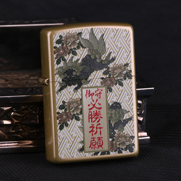 正品zippo煤油打火机古典图案祈福许愿黄铜开运转运美好寓意个性