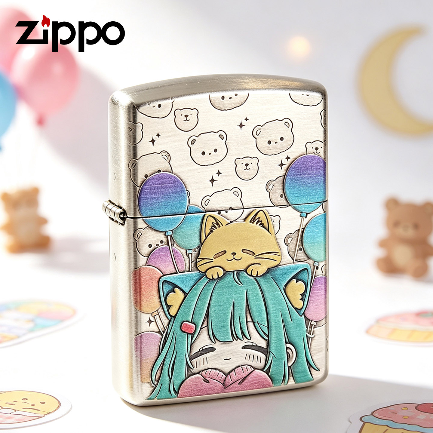 ZIPPO打火机正品熏银盔甲奶熊甜心可爱动漫生日礼物好友送男友