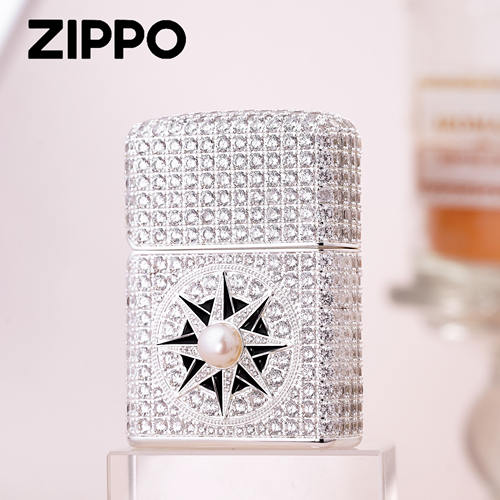 zippo打火机正品满钻珍珠镶嵌北辰之耀防风煤油打火机送男生礼物