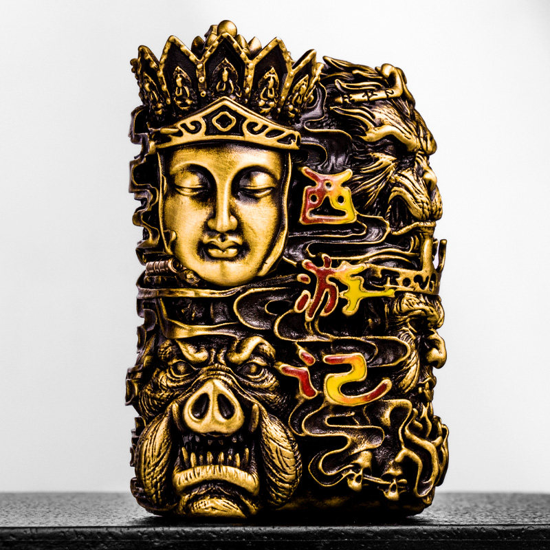 zippo芝宝正版打火机 西游记六面雕刻环绕zppo正品防风煤油火机男