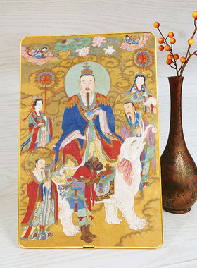 东华帝君神像画桌面摆台框画 东王公铝合金框装饰画佛堂摆件挂画