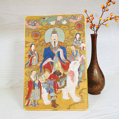 东华帝君神像画桌面摆台框画 东王公铝合金框装饰画佛堂摆件挂画