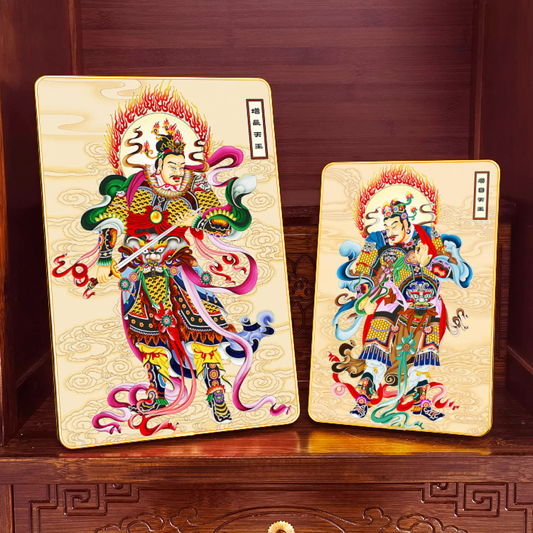 广目增长天王金刚神像画桌面摆台