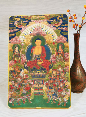 古画版 药师琉璃光如来十二药叉大将桌面摆台框画 佛堂客厅佛像画