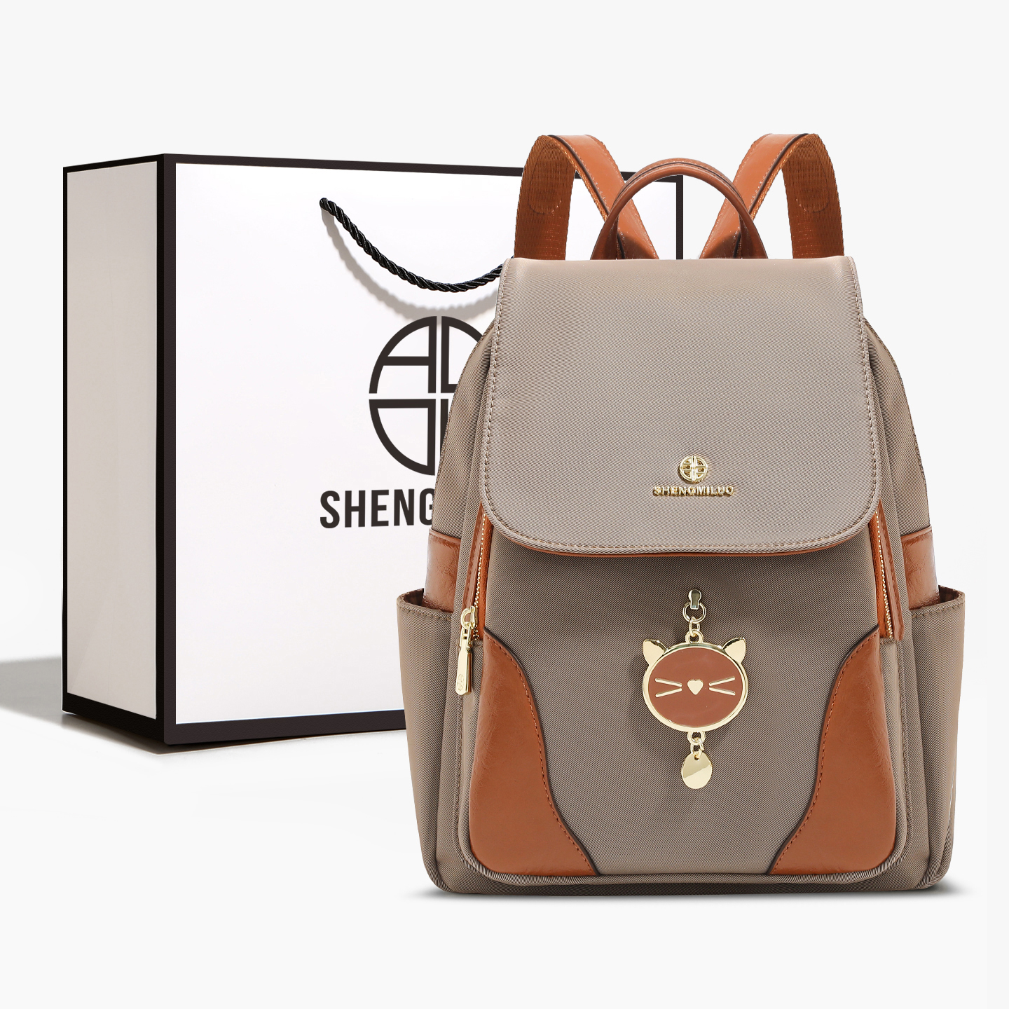 香港品牌尼龙双肩包包女2025新款时尚小众设计感洋气百搭轻便背包