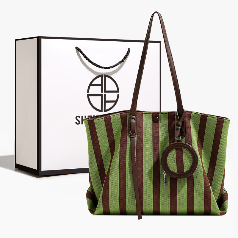 圣米洛大容量通勤包包女2026新款条纹帆布包单肩腋下大包托特包,箱包皮具/热销女包/男包,时尚帆布包,淘宝优惠券,粉丝福利购,淘宝优惠卷