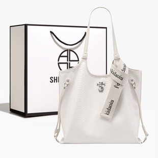 STK白蛇断处单肩包包女新款 大学生通勤大包仿皮纹理大容量托特包