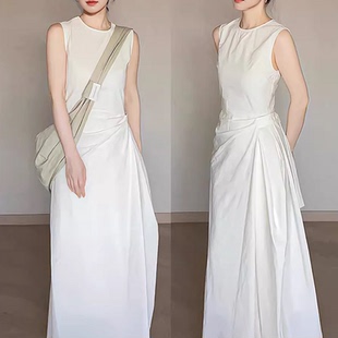 【现货秒发】夏季新款高级感洋气独特小众抽褶长裙设计感连衣裙子