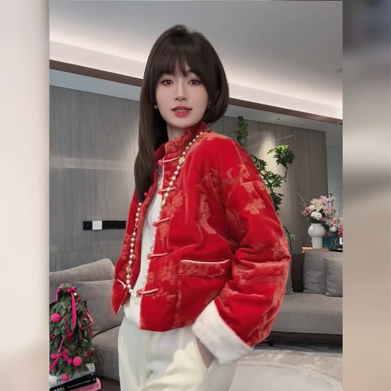 【现货秒发】秋冬新中式国风高级感超好看过年红色棉袄棉服外套女,女装/女士精品,大码棉服,淘宝优惠券,粉丝福利购,淘宝优惠卷