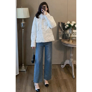 冬季慵懒风白色棉服外套女短款修身显瘦洋气百搭女款保暖棉衣棉袄