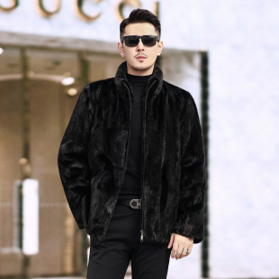 皮草外套男士 新款 水貂毛中长款 2025冬季 皮毛一体 海宁貂皮大衣男装