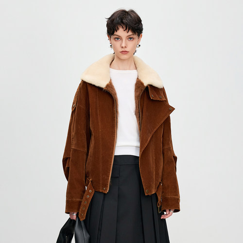 2025冬季水貂毛内胆派克服女可拆卸皮毛一体皮草外套休闲百搭女装