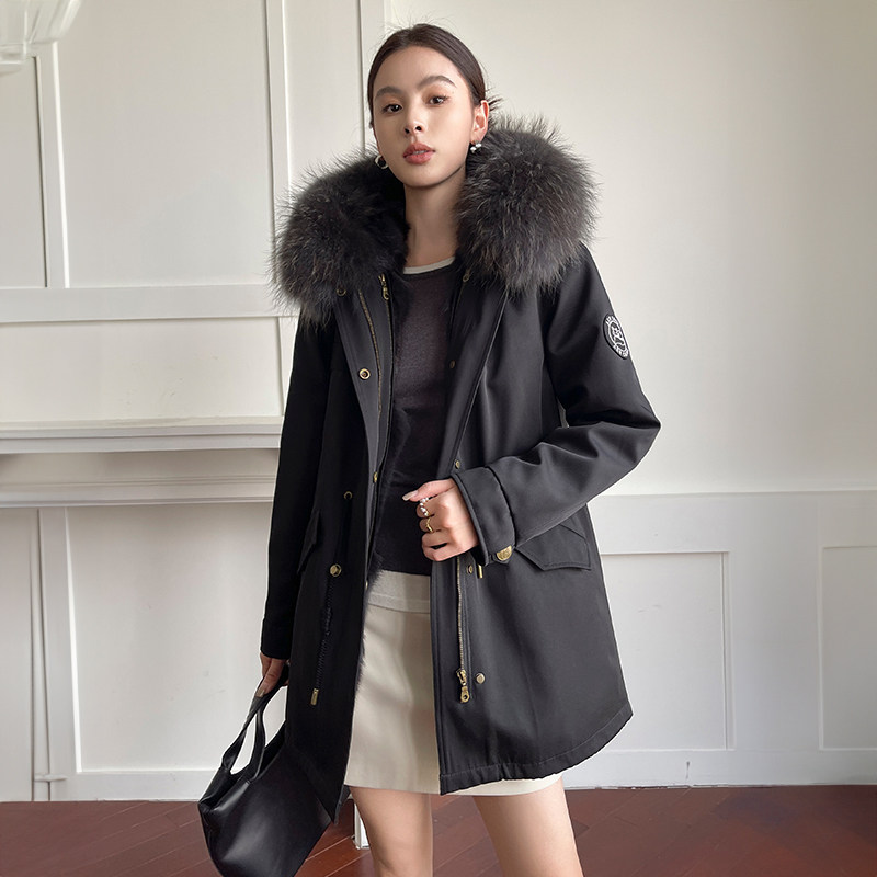 派克服皮草外套女2025冬中长款图片