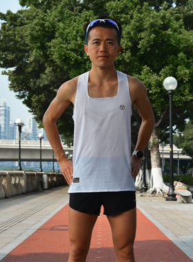 Sanken专业马拉松跑步运动小白工字轻量化无痕贴合速干修身背心男