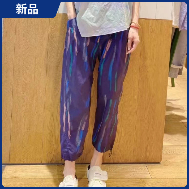 松紧腰休闲九分图形松锥裤