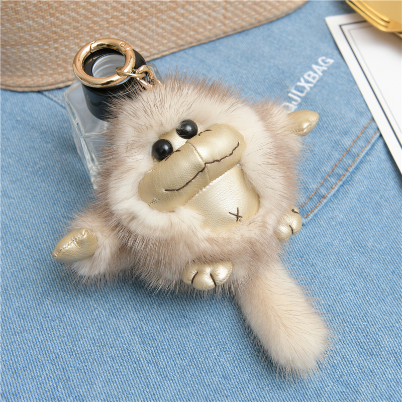 水貂毛整皮可爱创意小猴子包包挂件 汽车钥匙扣挂饰 超萌 小公仔