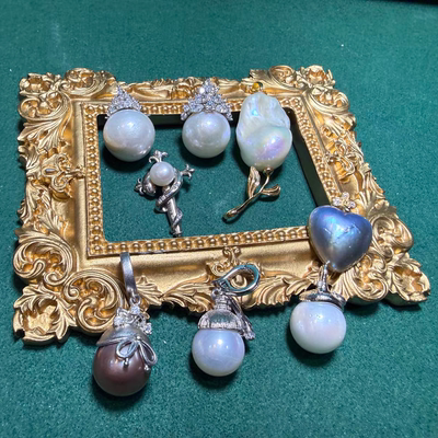 天然淡水珍珠紫白珠吊坠项链