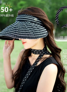 发箍防晒帽女夏季时尚气质显脸小可折叠遮阳帽