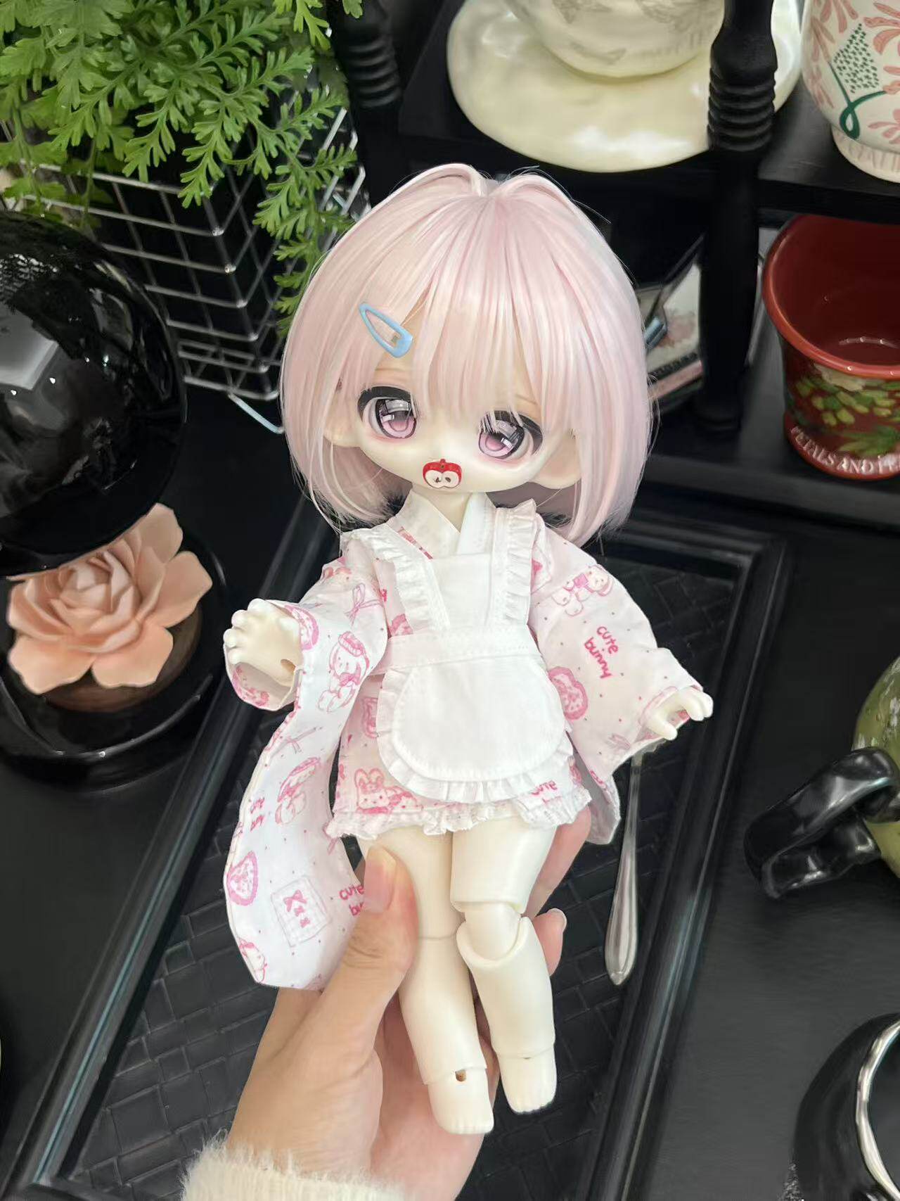 BJD车厘子体娃衣小6分和服bjd短裙和服围裙