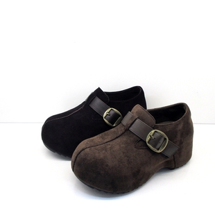 周末有约勃肯鞋女鞋带扣懒人一脚蹬小个子7.5cm内增高舒适软底