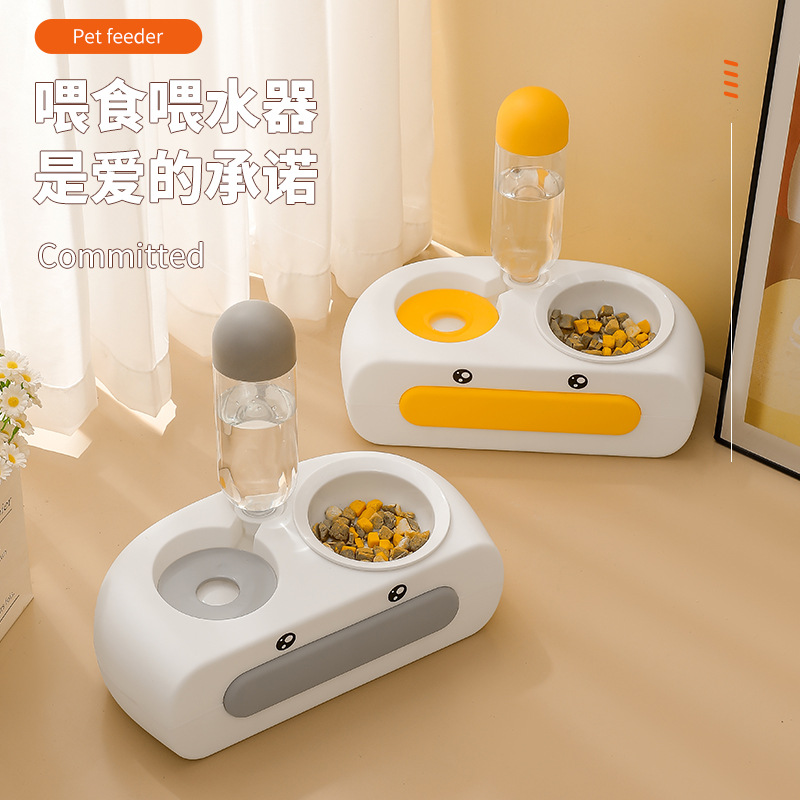 新款猫咪自动饮水器喂食器大嘴鸭