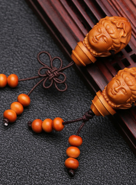 苏工橄榄核雕三通佛头观音莲花达摩龙王文玩佛珠手串长链子搭配件