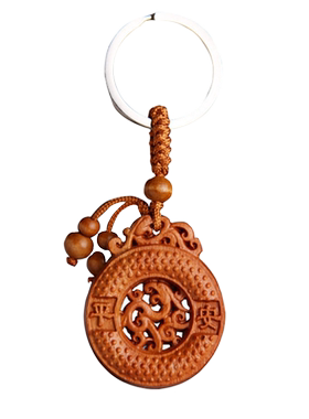 桃木立体汽车钥匙扣吊坠