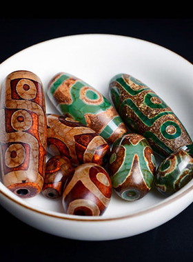 天然玛瑙三眼九眼天珠桶珠老坑勒子项链DIY手串佛珠菩提配件挂饰