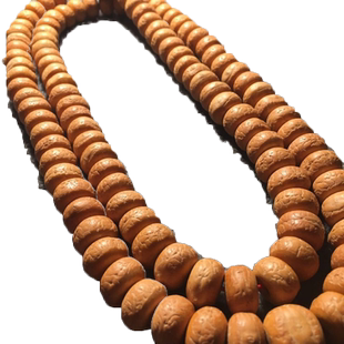 藏式凤眼菩提子108颗文玩佛珠打磨原籽手串链姜黄皮倒角手持念珠