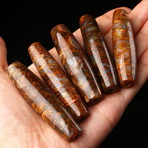 福瑞堂法螺天珠老玛瑙桶珠