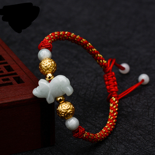 麦玲玲2026年生肖鼠马兔羊龙人佩戴翡翠三合六合红绳手链手绳男女