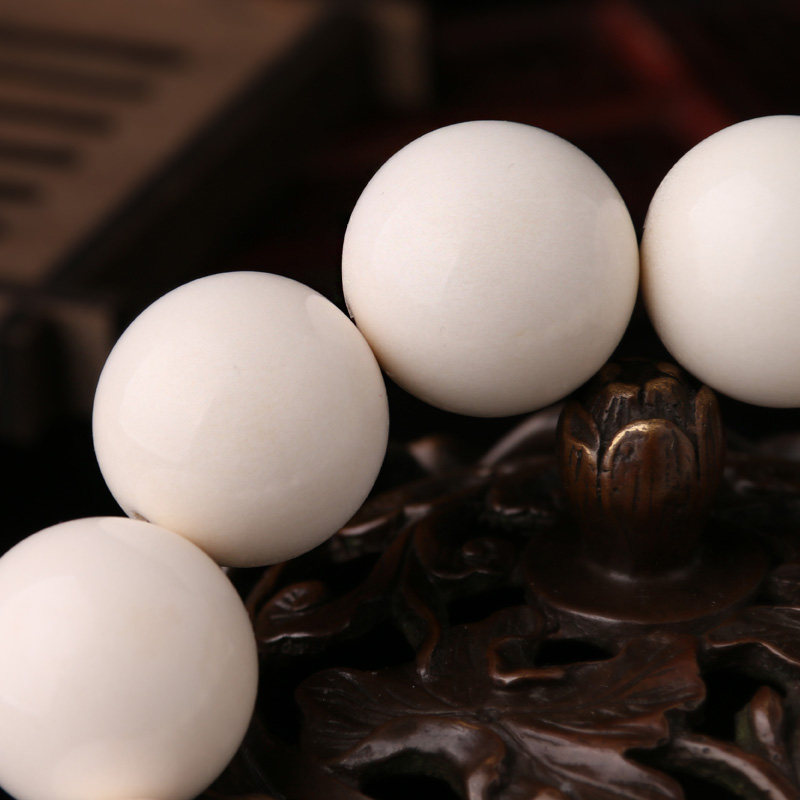 天然保真象牙果菩提子雕刻回纹圆珠单圈手串链把持件文玩念佛珠男