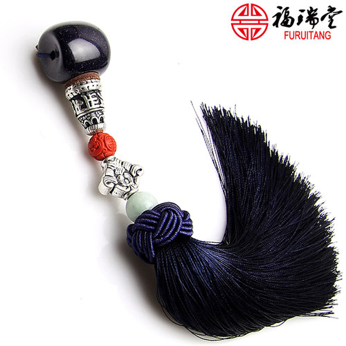三通莲花流苏手串配饰星空蓝砂石