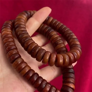 藏区文玩驼骨牦牛骨老珠藏式药片佛珠手串手持男女士盘玩高油包浆