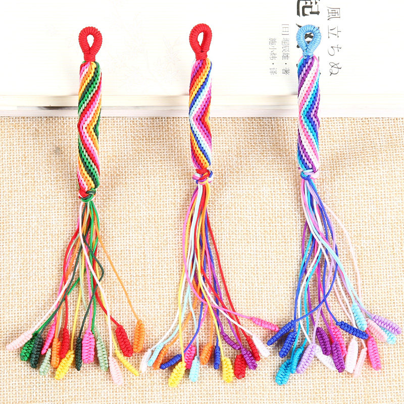 diy手工编织金刚结凤尾结钥匙绳子钥匙扣挂件钥匙环链挂饰挂件绳